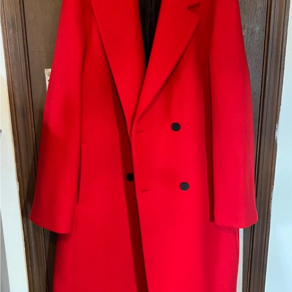 Zara, color red, size large wool trench coat.